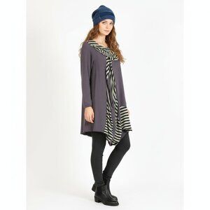 *Blue Hat Patchwork Purple, Black and Grey Stripe Tunic